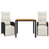 vidaXL 9 Piece Garden Bistro Set with Cushions Black Poly Rattan