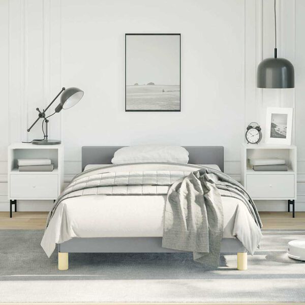 vidaXL Bed Frame without Mattress Light Grey Twin Fabric