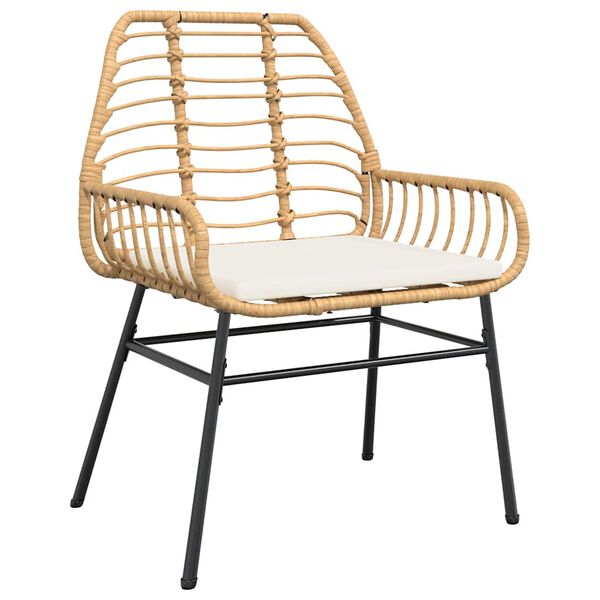 vidaXL 3 Piece Garden Dining Set with Cushions Brown Poly Rattan Glass