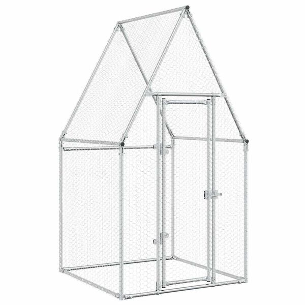 vidaXL Chicken Cage Silver 100x100x190 cm Galvanised Steel