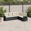 vidaXL 6 Piece Garden Sofa Set with Cushions Black Poly Rattan