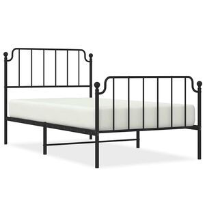 vidaXL Metal Bed Frame without Mattress with Footboard Black 100x200cm