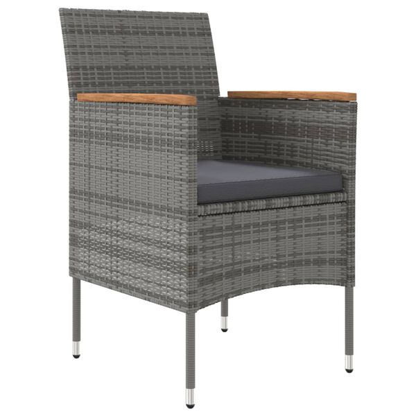 vidaXL 3 Piece Outdoor Dining Set with Cushions Grey and Black