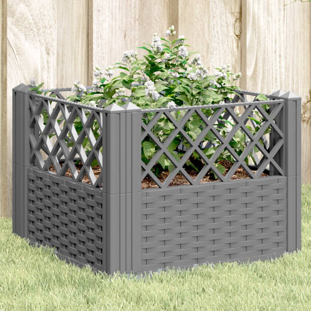 vidaXL Garden Planter with Pegs Light Grey 43.5x43.5x43.5 cm PP