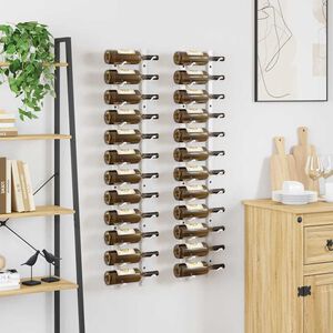 vidaXL Wall Mounted Wine Rack for 12 Bottles 2 pcs White Iron
