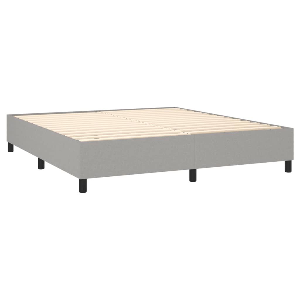vidaXL Box Spring Bed with Mattress Light Grey 183x213 cm California King Fabric