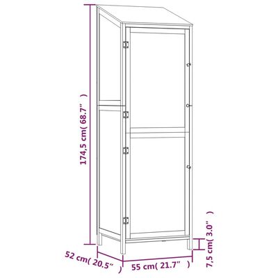 vidaXL Garden Shed White 55x52x174.5 cm Solid Wood Fir