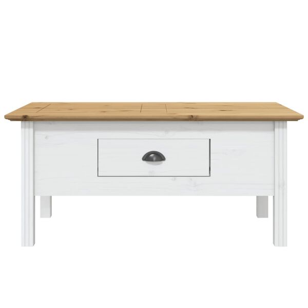 vidaXL Coffee Table BODO White and Brown 100x55x45 cm Solid Wood Pine
