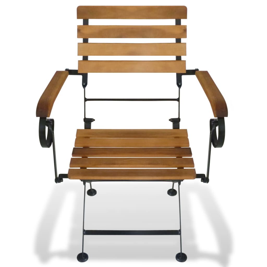 vidaXL Folding Garden Chairs 2 pcs Steel and Solid Acacia Wood