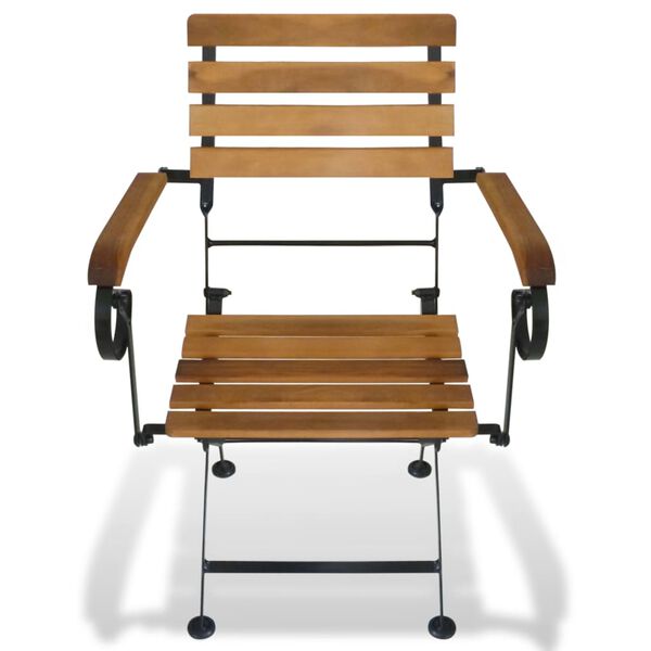 vidaXL Folding Garden Chairs 2 pcs Steel and Solid Acacia Wood