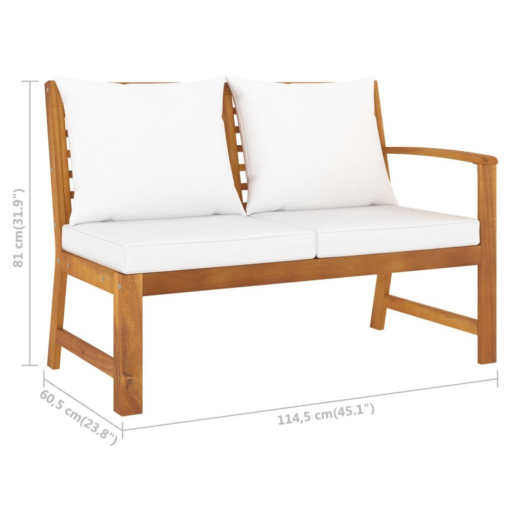 vidaXL 4 Piece Garden Lounge Set with Cushion Cream Solid Acacia Wood