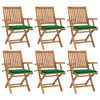 vidaXL Folding Garden Chairs with Cushions 6 pcs Solid Teak Wood