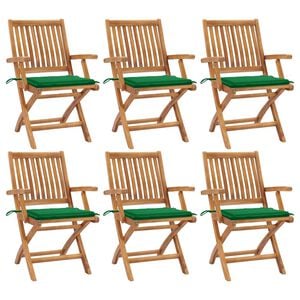 vidaXL Folding Garden Chairs with Cushions 6 pcs Solid Teak Wood