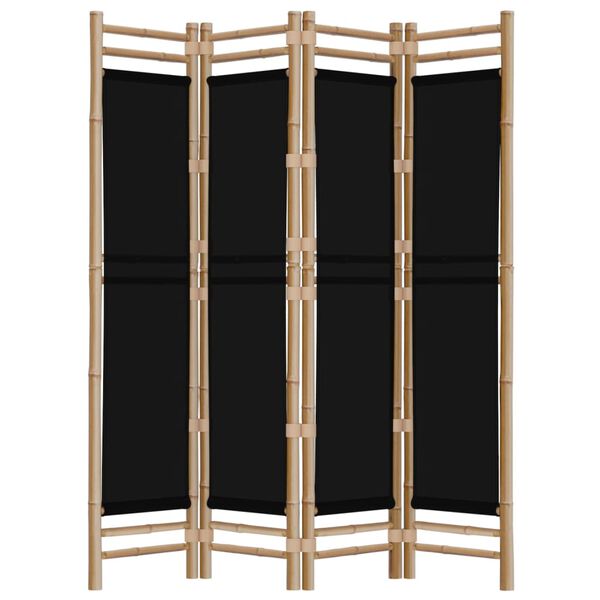 vidaXL Folding 4-Panel Room Divider 160 cm Bamboo and Canvas