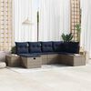 vidaXL Garden Sofa Set with Cushion 6 pcs Grey Poly Rattan