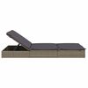 vidaXL 2-Person Sunbed with Cushions Grey Poly Rattan