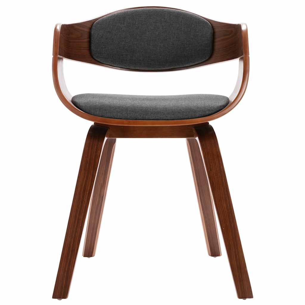 vidaXL Dining Chairs 2 pcs Bent Wood and Grey Fabric