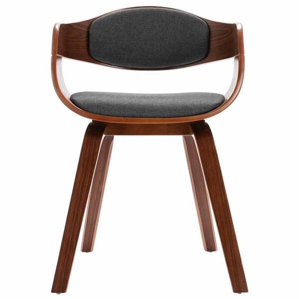 vidaXL Dining Chairs 2 pcs Bent Wood and Grey Fabric