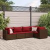 vidaXL 5 Piece Garden Lounge Set with Cushions Brown Poly Rattan