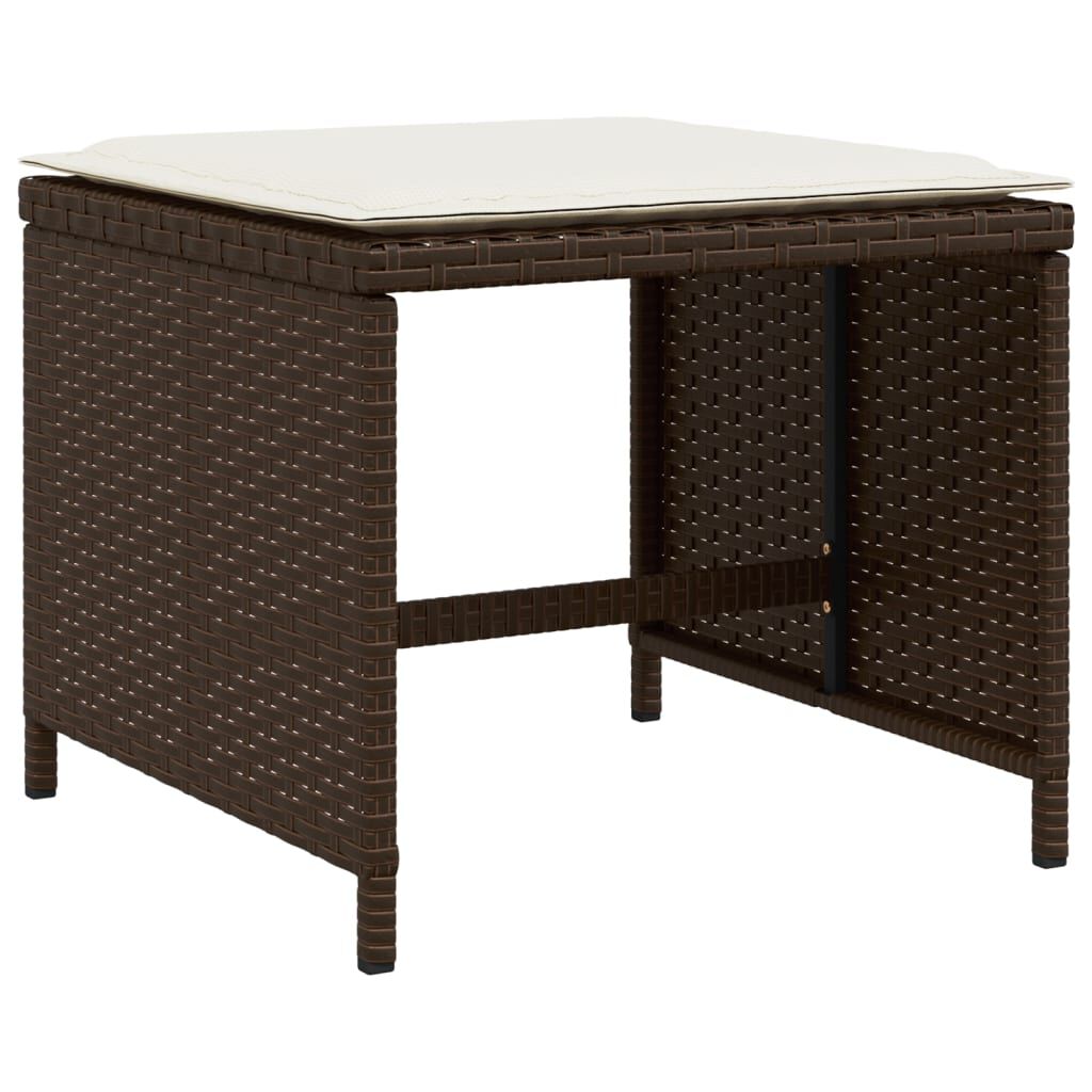 vidaXL 11 Piece Garden Dining Set with Cushions Brown Poly Rattan