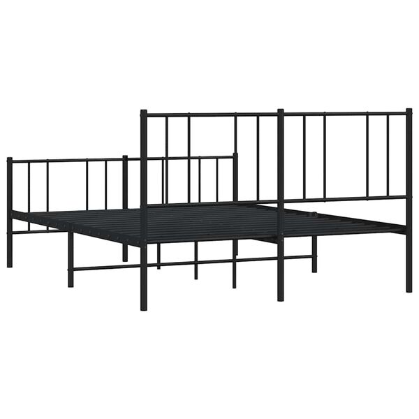vidaXL Metal Bed Frame without Mattress with Footboard Black 135x190cm