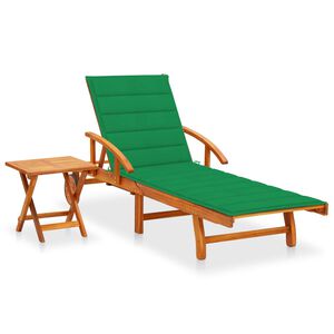 vidaXL Garden Sun Lounger with Table and Cushion Solid Wood Acacia