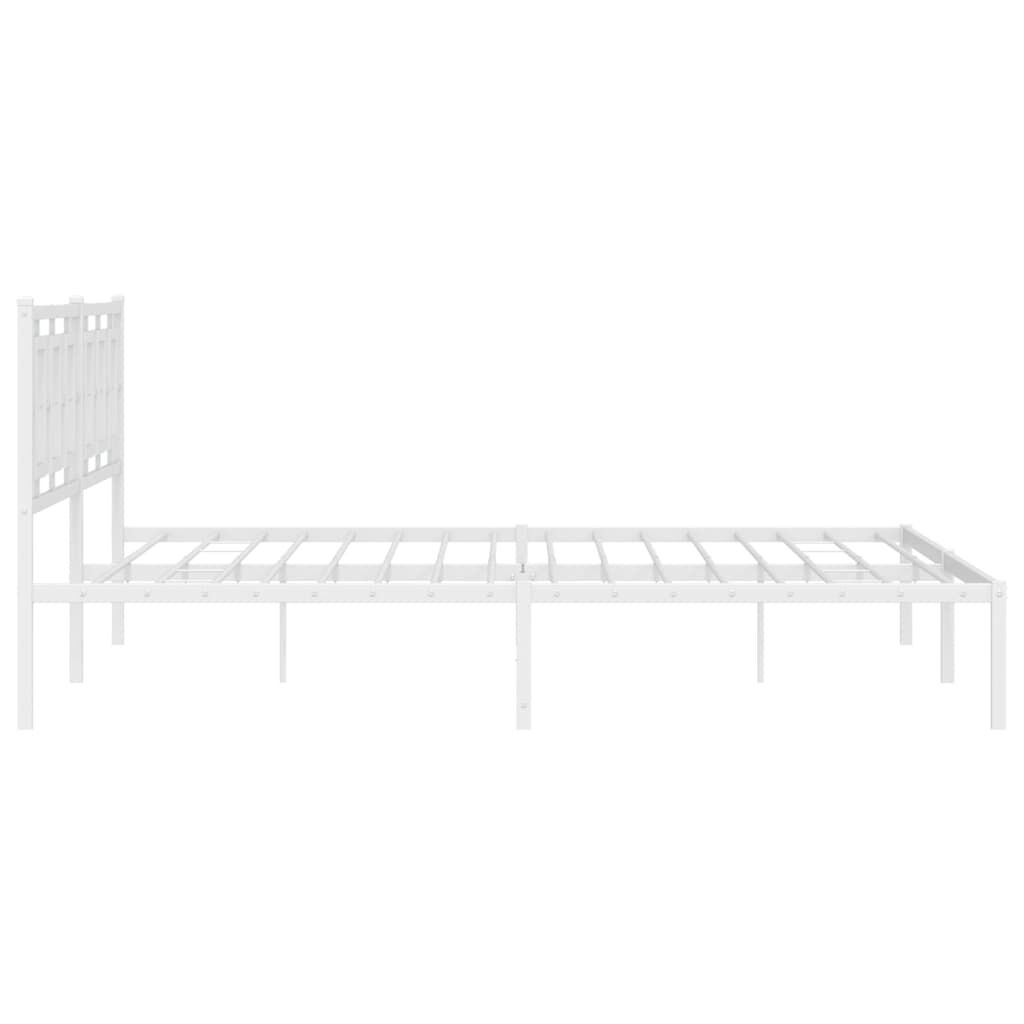 vidaXL Metal Bed Frame without Mattress with Headboard White 193x203cm