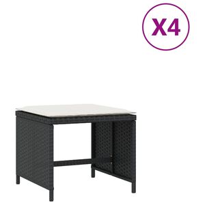 vidaXL Garden Stools with Cushions 4 pcs Black 40x40x35 cm Poly Rattan