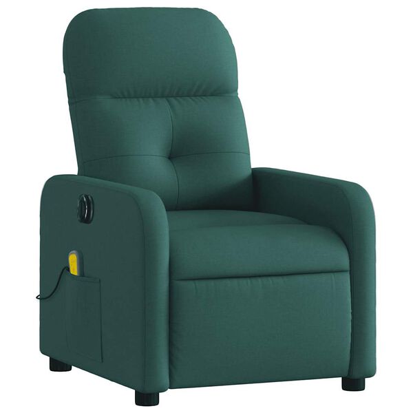 vidaXL Electric Massage Recliner Chair Dark Green Fabric