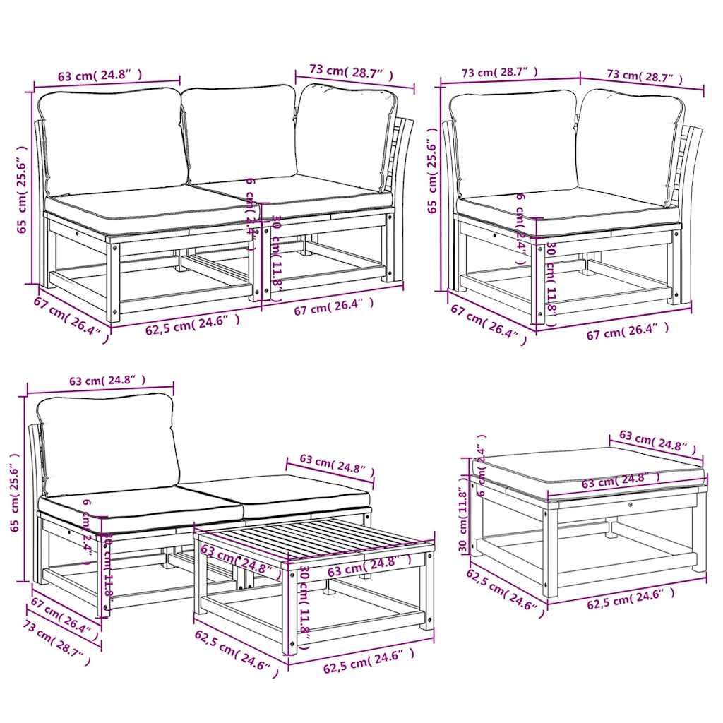 vidaXL 7 Piece Garden Lounge Set with Cushions Solid Wood Acacia