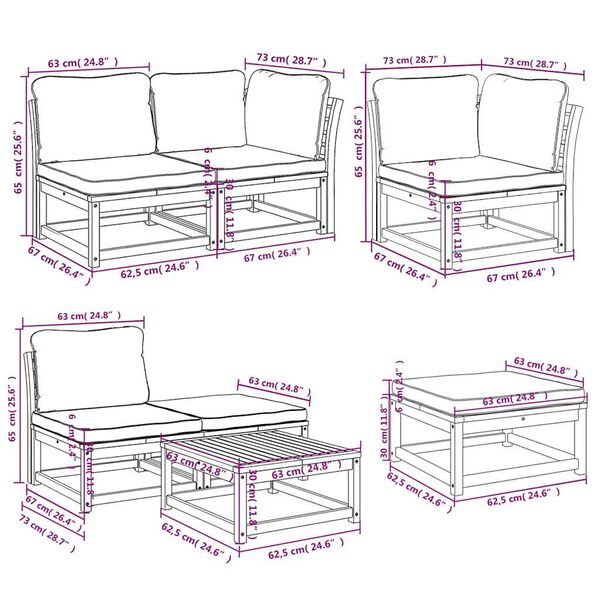 vidaXL 7 Piece Garden Lounge Set with Cushions Solid Wood Acacia