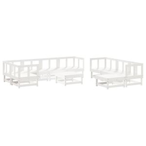 vidaXL 10 Piece Garden Lounge Set White Solid Wood Pine