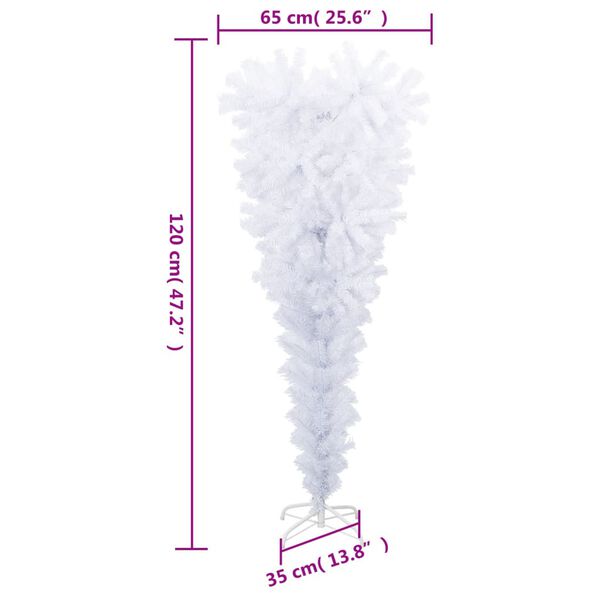vidaXL Upside-down Artificial Christmas Tree with Stand White 120 cm