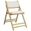vidaXL 3 Piece Folding Bistro set with Cream White Cushions Bamboo