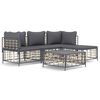 vidaXL 4 Piece Garden Lounge Set with Cushions Anthracite Poly Rattan