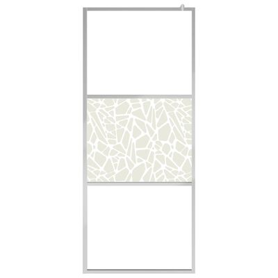 vidaXL Walk-in Shower Wall ESG Glass with Stone Design 100x195 cm