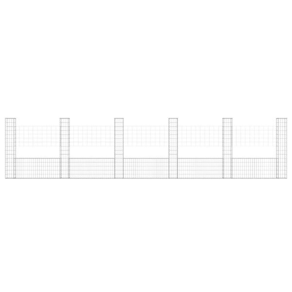 vidaXL U-shape Gabion Basket with 6 Posts Iron 620x20x150 cm