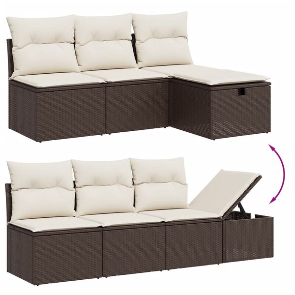 vidaXL 8 Piece Garden Sofa Set with Cushions Brown Poly Rattan