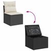 vidaXL Garden Chair Armless with Cushions Black Poly Rattan