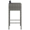 vidaXL Bar Stools 4 pcs with Cushions Grey Poly Rattan