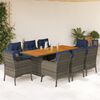 vidaXL 9 Piece Garden Dining Set with Cushions Grey Poly Rattan