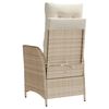 vidaXL Reclining Garden Chair with Cushions Beige Poly Rattan