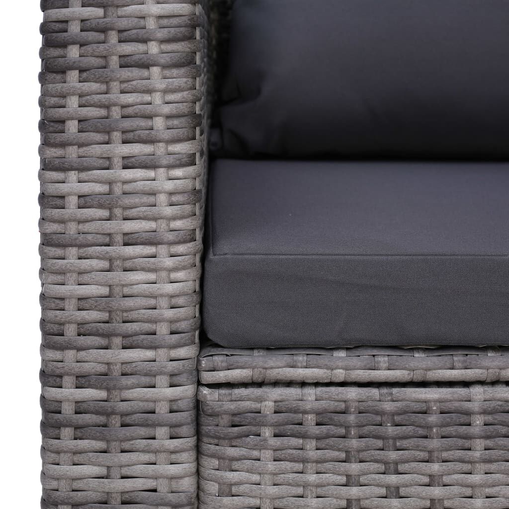 vidaXL 7 Piece Garden Lounge Set with Cushions Poly Rattan Grey
