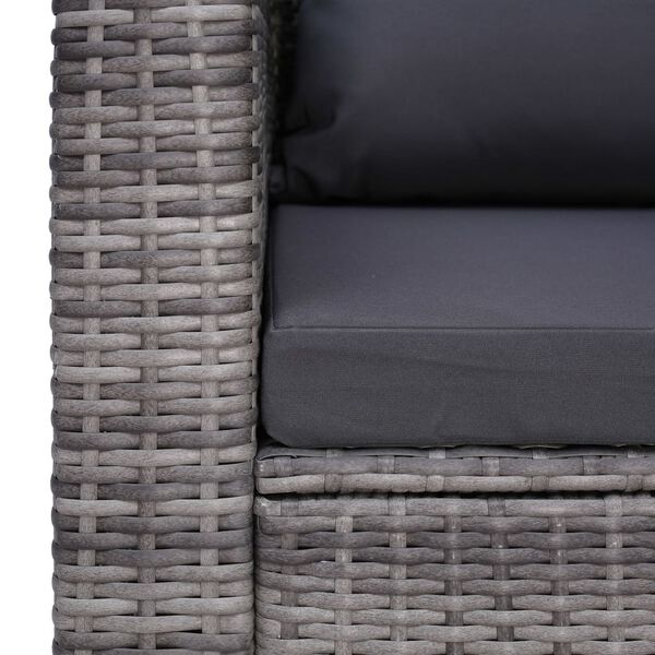 vidaXL 7 Piece Garden Lounge Set with Cushions Poly Rattan Grey