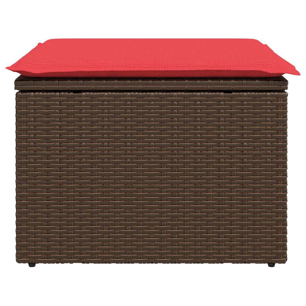 vidaXL Garden Stool with Cushion Brown 55x55x37 cm Poly Rattan