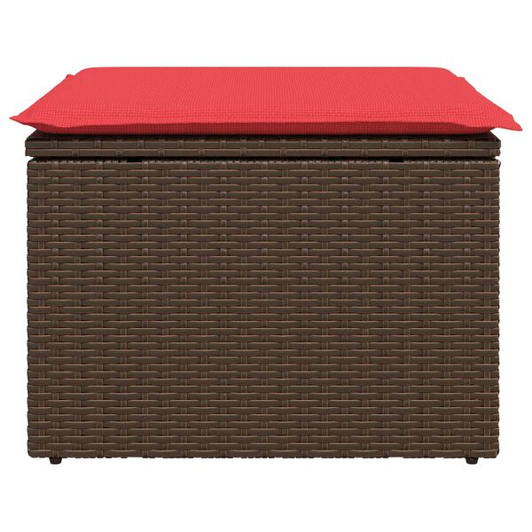 vidaXL Garden Stool with Cushion Brown 55x55x37 cm Poly Rattan