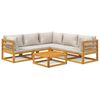vidaXL 6 Piece Garden Lounge Set with Light Grey Cushions Solid Wood