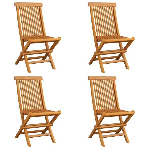 vidaXL Garden Chairs with Green Cushions 4 pcs Solid Teak Wood