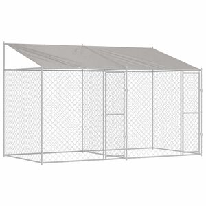 vidaXL Dog Cage with Roof Silver 400 x 200 x 258 cm Steel and PE