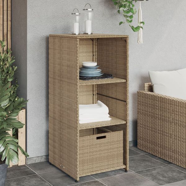 vidaXL Garden Storage Cabinet Beige 50x55x115 cm Poly Rattan